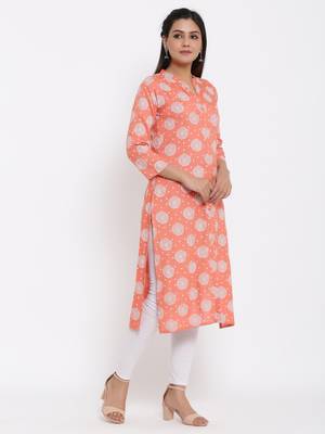 Ardozaa Womens Rayon Floral Print A-line Kurta (Pink) 1