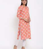 Ardozaa Womens Rayon Floral Print A-line Kurta (Pink)