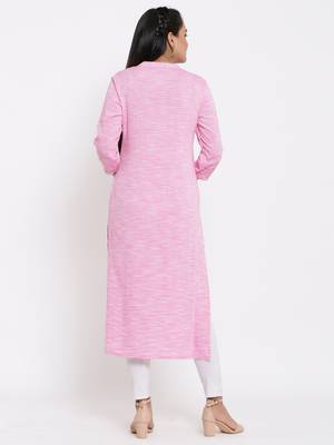 Ardozaa Womens Rayon Embroidrered Straight Kurta (Pink) 3