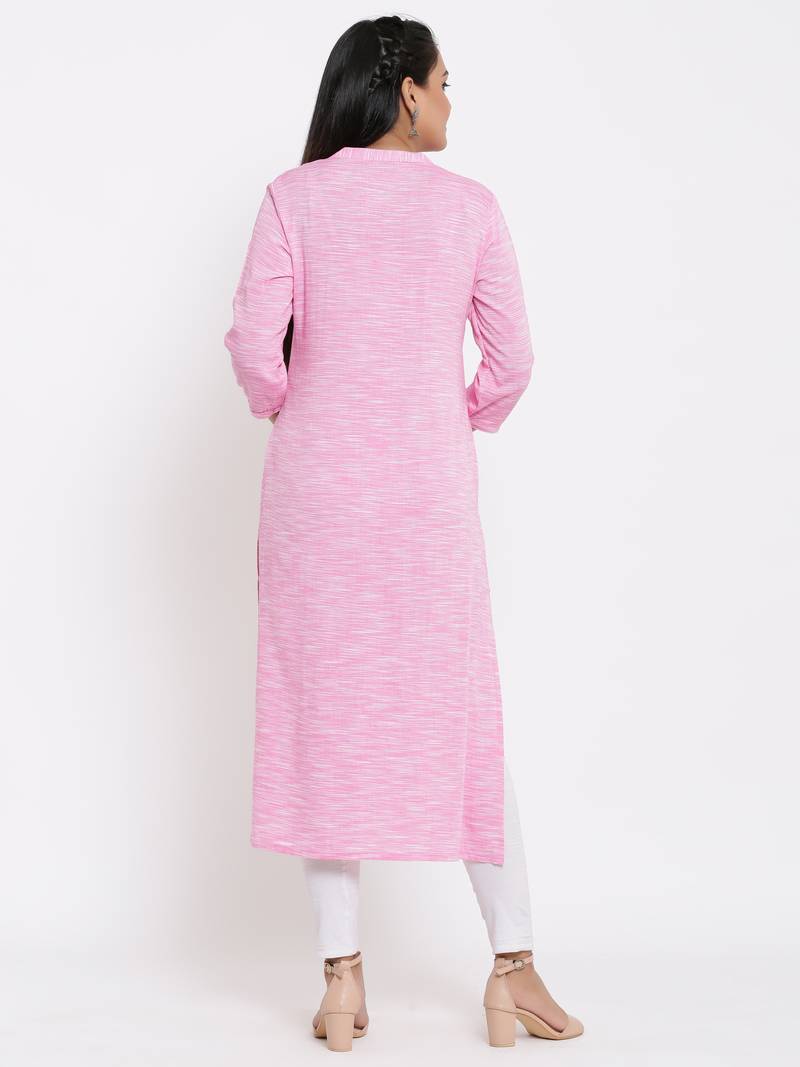 Ardozaa Womens Rayon Embroidrered Straight Kurta (Pink)