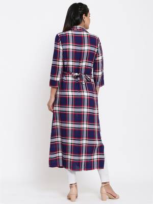 Ardozaa Womens Rayon Checkered Print Straight Kurta (multicolor) 3