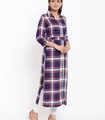 Ardozaa Womens Rayon Checkered Print Straight Kurta (multicolor)