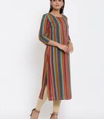 Ardozaa Womens Chanderi Foil Print Straight Kurta (Multicolor)