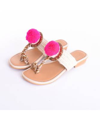 Gota Jute Pom Pom Flats 1