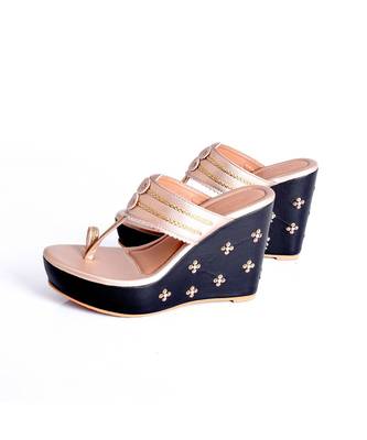Gold & Black Kolhapuri Wedges 1