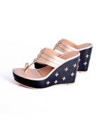 Gold & Black Kolhapuri Wedges