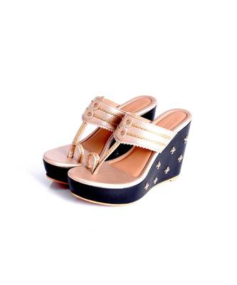 Gold & Black Kolhapuri Wedges 2
