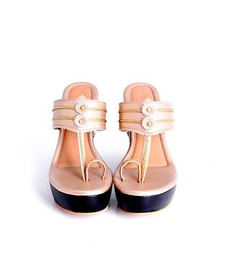 Gold & Black Kolhapuri Wedges 4