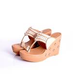 Creme & Beige Kolhapuri Wedges