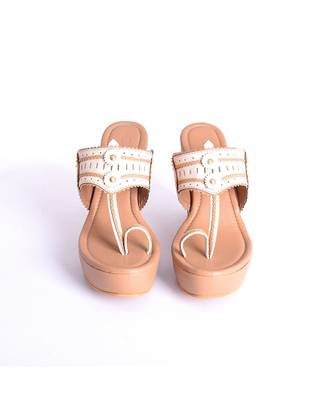 Creme & Beige Kolhapuri Wedges 2