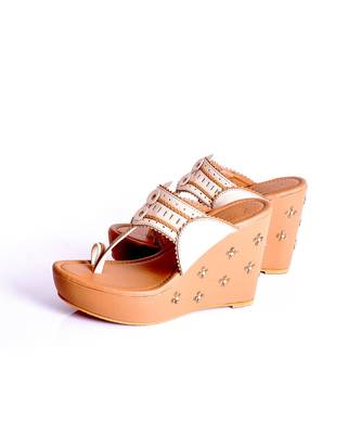 Creme & Beige Kolhapuri Wedges 4