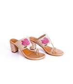 Fiona Cr  me Kolhapuri Heel Sandals