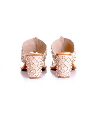 Fiona Cr  me Kolhapuri Heel Sandals 4