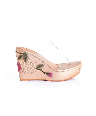 Fiona Gold Transparent Kolhapuri Wedges 2
