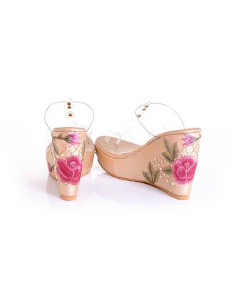 Fiona Gold Transparent Kolhapuri Wedges 3