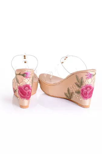 Fiona Gold Transparent Kolhapuri Wedges