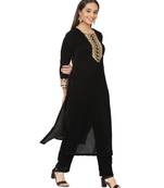 Black Velvet Zari Straight Kurti with Straight Pants