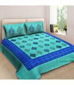 Ridan Cotton Multicolour Printed King Size Double Bed Sheet With Pillow Cover