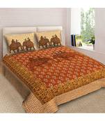 Ridan Cotton Multicolour Printed King Size Double Bed Sheet With Pillow Cover