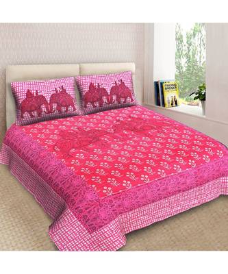 Ridan Cotton Multicolour Printed King Size Double Bed Sheet With Pillow Cover 1