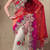 Red and White Embroidered Net saree with blouse