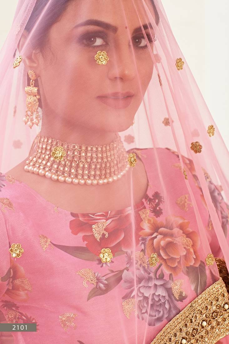 Phenomenal Pink Dori, Zari and Sequins Embroidered banglori satin Semi Stitched Lehenga Choli for Women