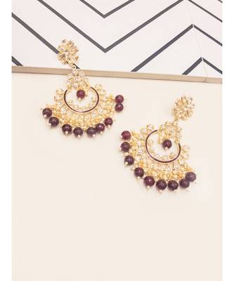 Masaya Maroon Kundan Earrings 1