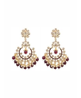 Masaya Maroon Kundan Earrings 2