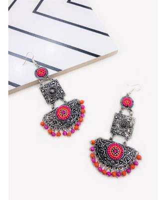 Saira Multi Silver Beaded Earrings 1