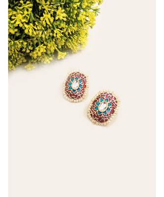 Maroon Multi Floral Studs 1