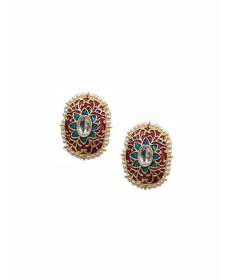 Maroon Multi Floral Studs 2