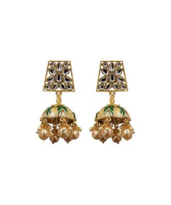 Nazli Green Pearl Jhumkas 1