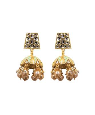 Nazli Mint Pearl Jhumkas 1