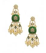 Green Pearl Statement Earrings