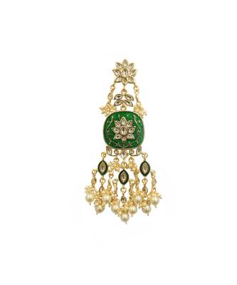 Green Pearl Statement Earrings 2