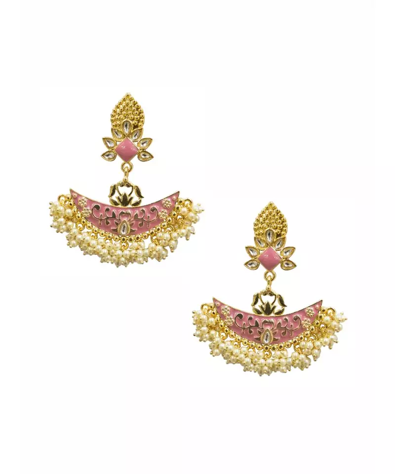 Ainara Gold & Pink Pearl Earrings