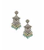 Silver & Blue Pearl Kundan Earrings