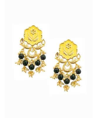 Kamal Yellow & Green Pearl Earrings 1
