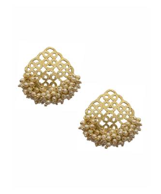 Gold Pearl Cluster Earrings 1