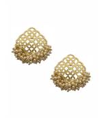 Gold Pearl Cluster Earrings