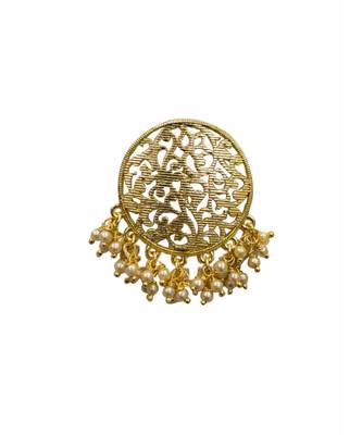 Gold Circle Pearl Earrings 2