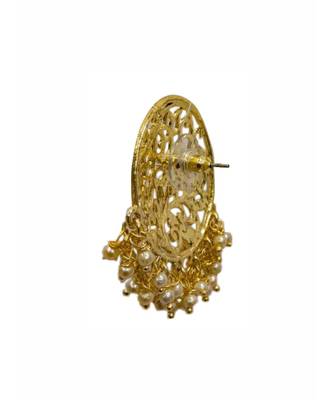 Gold Circle Pearl Earrings 3