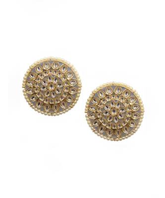 Grey Kundan & Pearl Studs 1