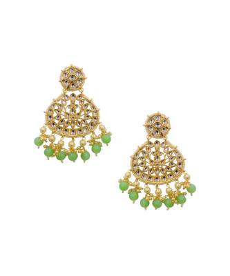 Raina Mint Kundan & Pearl Earrings 1