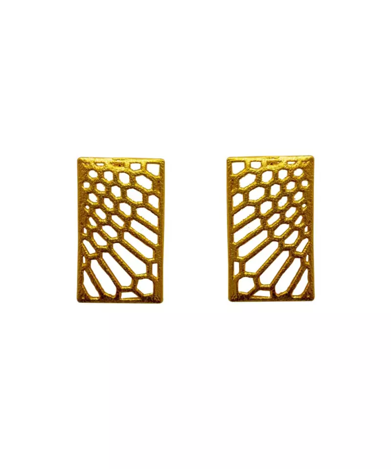 Clariet Gold Rectangle Studs