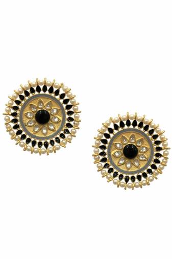 Oversized Black & Grey Multi Pearl Studs