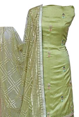 Leaf Green Sharara / Skirt Unstitched Set 1