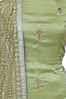 Leaf Green Sharara / Skirt Unstitched Set 3