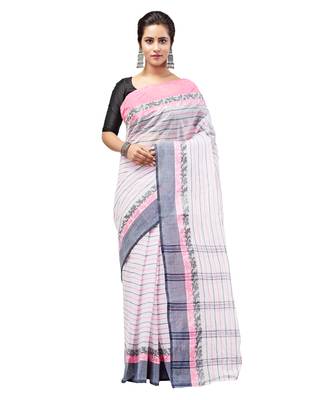 Purple hand woven pure cotton saree  1