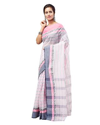 Purple hand woven pure cotton saree  2